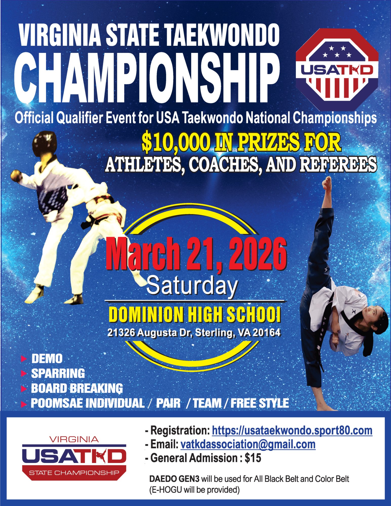 2026 Virginia State Taekwondo Championship Poster